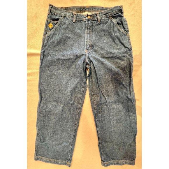Saf-Tech Flame Resistant Carpenter Jeans HRC2 Blue Straight Leg Cotton 36x30 EUC - Picture 3 of 16